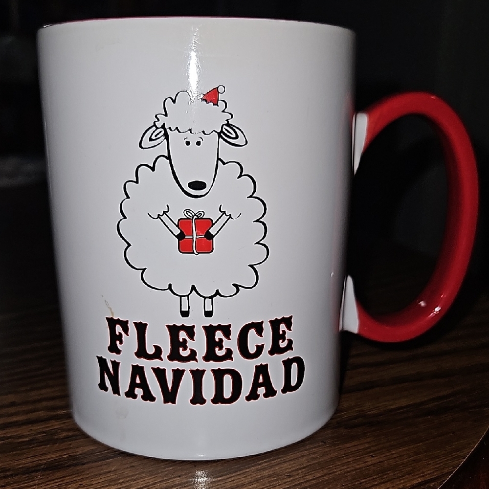 LOVE YOUR MUG Ceramic 'Fleece Navidad' 2-Sided Sheep Mug-15 ounces